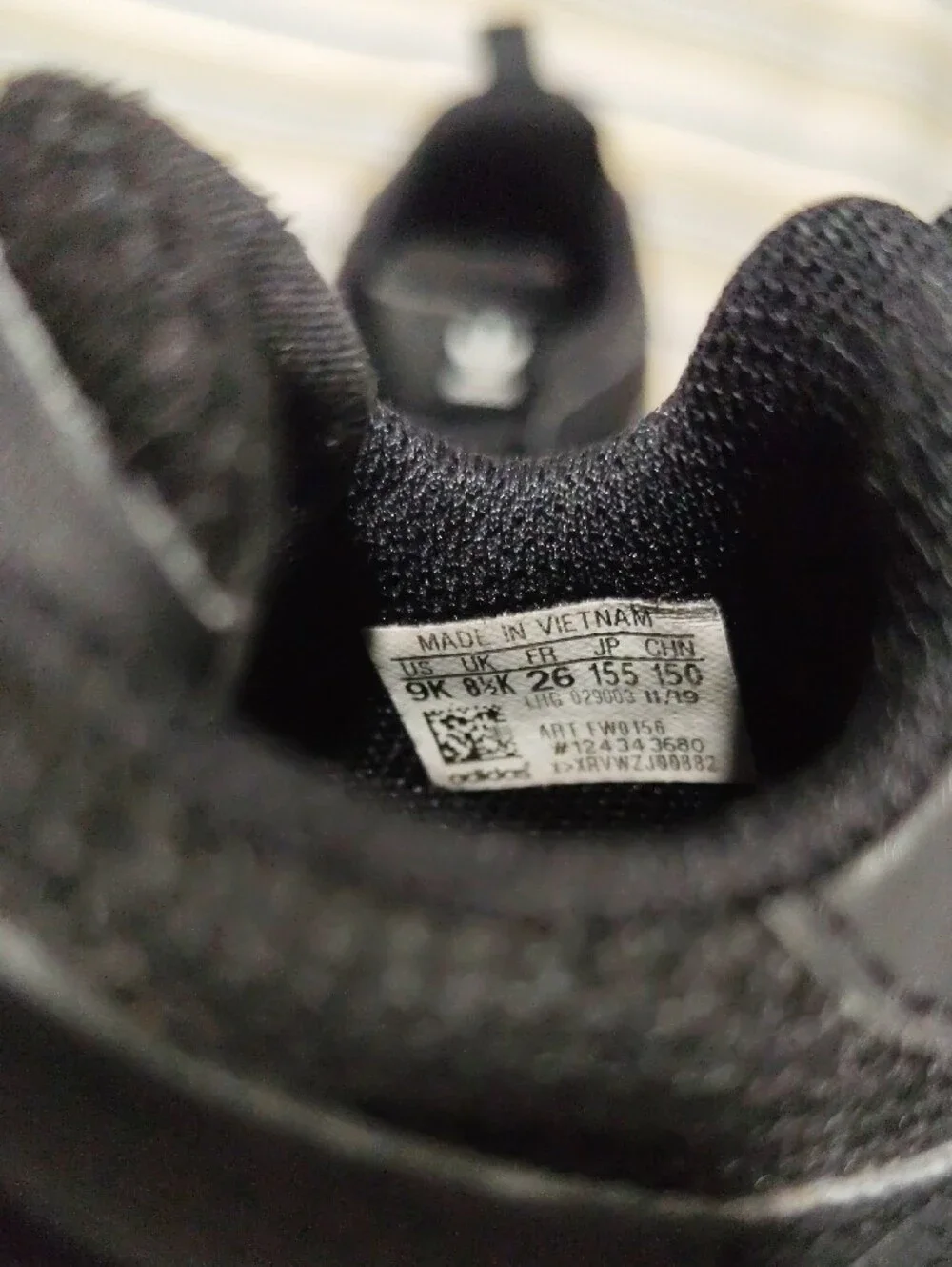 adidas Black Knit Running Shoes with Trefoil